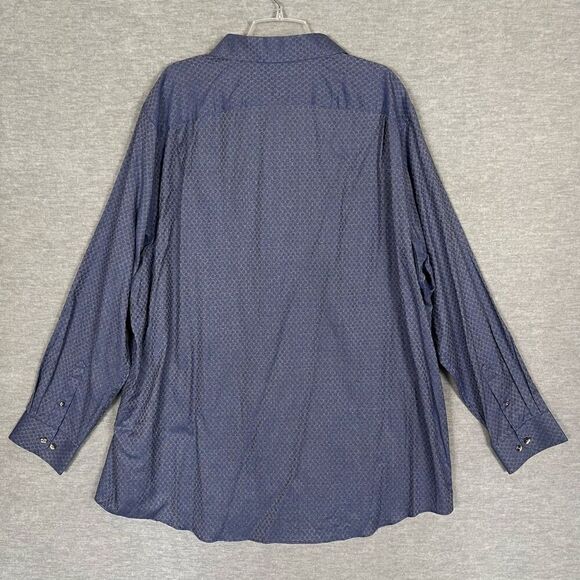 Hart Schaffner Marx Shirt Men's 3X Tall 3XT Blue Gray Geometric Dots NWT $115 - Picture 4 of 9